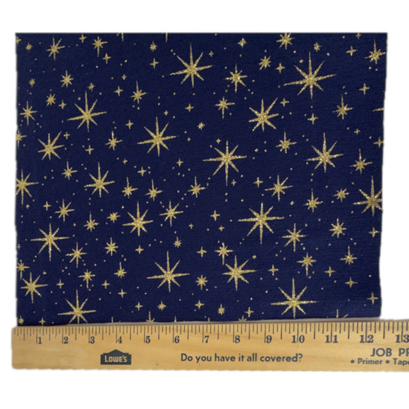 Gold Star Night on Blue Pattern Felt Sheet 16x12 Craft Projects Glitter Sewing - Picture 3 of 6